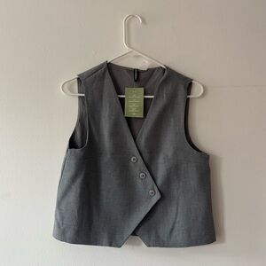 H&M asymmetrical Gray Sleeveless Tailored Vest